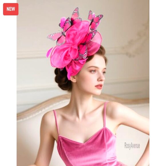 Organza Fascinator Hat with Butterfly Accents, Hair Clip Design, Tea Party main image 4